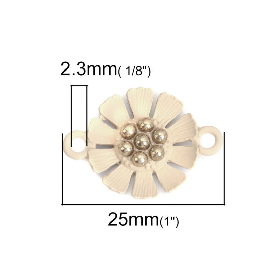 Bild von Zinklegierung Verbinder Blumen Vergoldet Beige 25mm x 18mm, 10 Stück