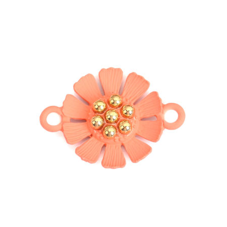 Image de Connecteurs en Alliage de Zinc Fleur Corail Doré 25mm x 18mm, 10 Pcs