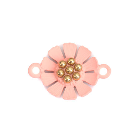 Picture of Zinc Based Alloy Connectors Flower Gold Plated Korea Pink 25mm x 18mm, 10 PCs