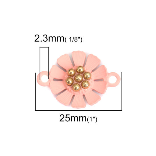 Bild von Zinklegierung Verbinder Blumen Vergoldet Rosa 25mm x 18mm, 10 Stück