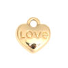 Picture of Zinc Based Alloy Charms Heart Gold Plated Message " LOVE " 9mm x 8mm, 20 PCs