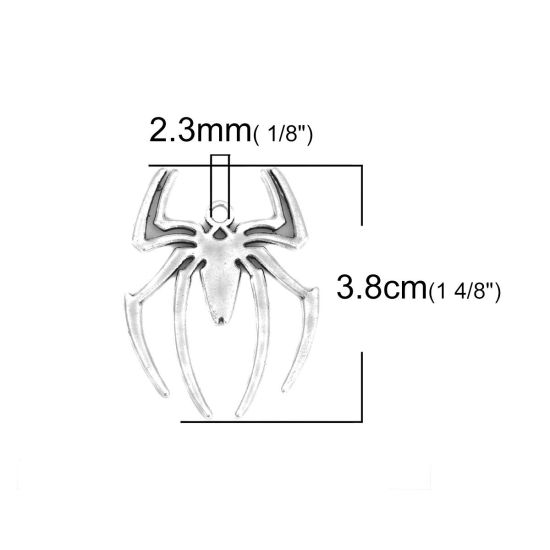 Immagine di Lega di Zinco Ciondoli Ragno Argento Antico Filigrana 3.8cm x 2.9cm , 10 Pz
