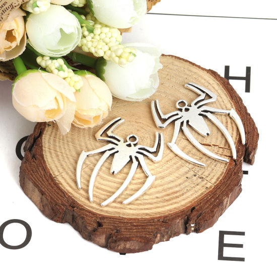 Immagine di Lega di Zinco Ciondoli Ragno Argento Antico Filigrana 3.8cm x 2.9cm , 10 Pz