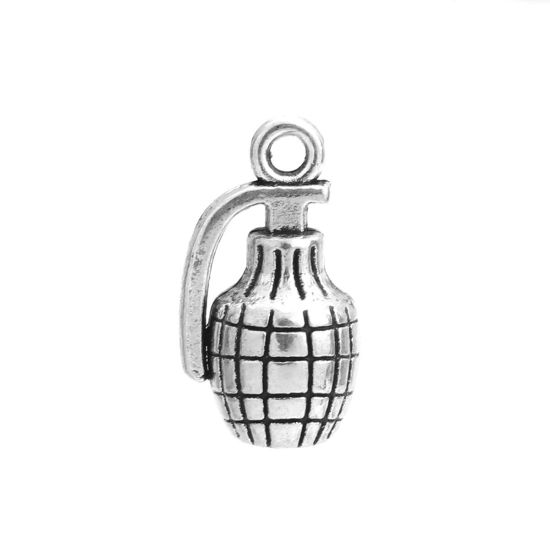Immagine di Lega di Zinco Charms Granata Argento Antico Ingraticciato 18mm x 10mm , 20 Pz