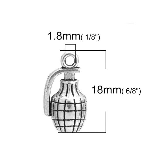 Immagine di Lega di Zinco Charms Granata Argento Antico Ingraticciato 18mm x 10mm , 20 Pz