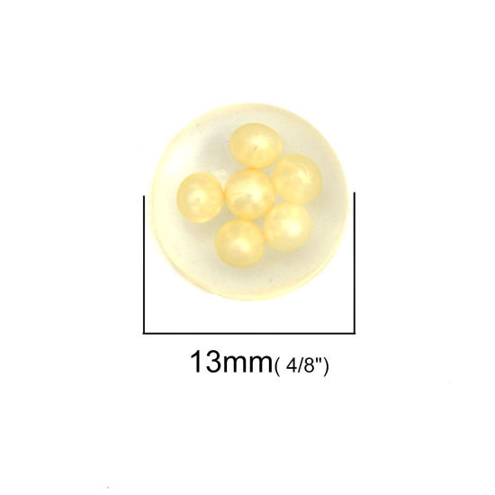 Immagine di Resina Dome Seals Cabochon Tondo Giallo Chiaro Trasparente Perla Imitato Acrilico 13mm Dia, 10 Pz