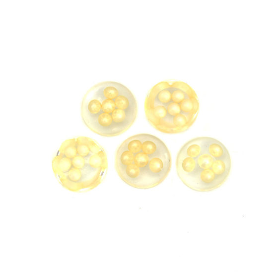 Immagine di Resina Dome Seals Cabochon Tondo Giallo Chiaro Trasparente Perla Imitato Acrilico 13mm Dia, 10 Pz