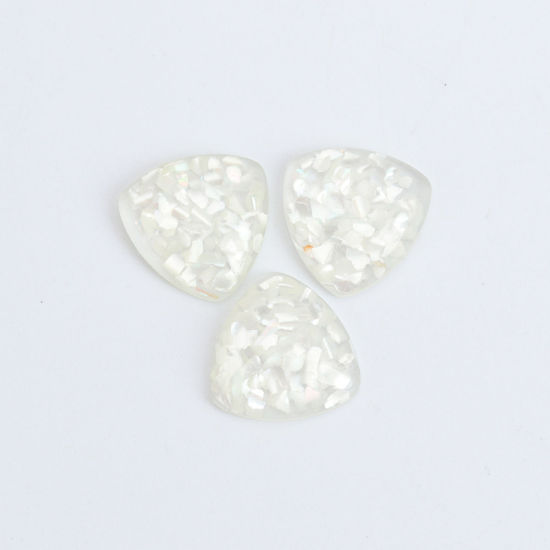 Picture of Resin & Shell Mosaic Dome Seals Cabochon Triangle White Transparent 18mm x 18mm, 10 PCs