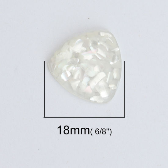 Picture of Resin & Shell Mosaic Dome Seals Cabochon Triangle White Transparent 18mm x 18mm, 10 PCs