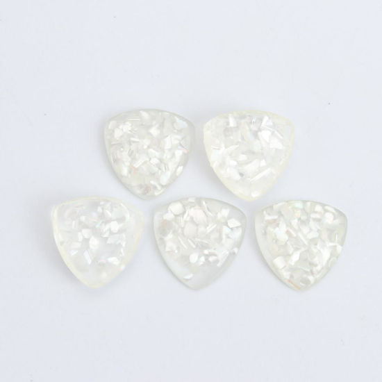 Picture of Resin & Shell Mosaic Dome Seals Cabochon Triangle White Transparent 18mm x 18mm, 10 PCs