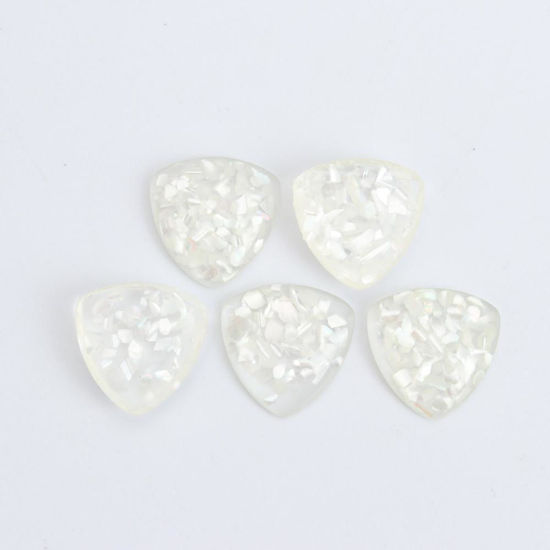 Picture of Resin & Natural Shell Mosaic Dome Seals Cabochon Triangle Gray Transparent 18mm x 18mm, 10 PCs