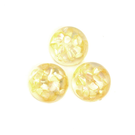 Picture of Resin Mosaic Dome Seals Cabochon Round Yellow Transparent 17mm Dia., 10 PCs