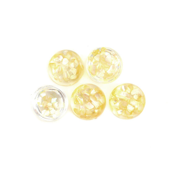 Picture of Resin Mosaic Dome Seals Cabochon Round Yellow Transparent 17mm Dia., 10 PCs