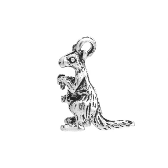Imagen de Zamak Colgantes Charms Canguro Plata Antigua Hueco 18mm x 14mm, 30 Unidades