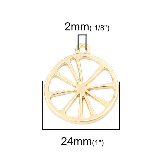 Picture of Zinc Based Alloy Charms Orange Fruit Gold Plated Hollow 27mm x 24mm, 10 PCs
