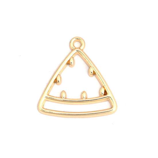 Picture of Zinc Based Alloy Charms Watermelon Fruit Gold Plated Hollow 26mm x 25mm, 10 PCs