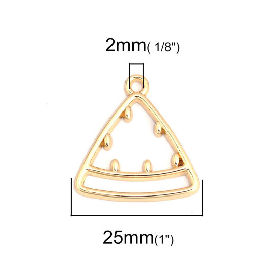 Picture of Zinc Based Alloy Charms Watermelon Fruit Gold Plated Hollow 26mm x 25mm, 10 PCs