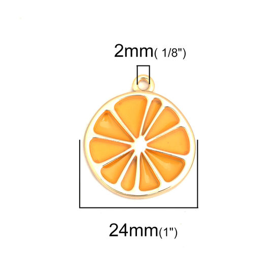 Picture of Zinc Based Alloy Charms Orange Fruit Gold Plated Enamel 27mm x 24mm, 5 PCs