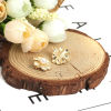 Picture of Zinc Based Alloy Connectors Flower Gold Plated White Acrylic Imitation Pearl 17mm x 16mm, 10 PCs