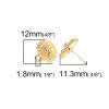 Image de Boucles d'Oreilles Puces en Alliage de Zinc Coquille Doré avec Boucle à Strass Transparent 12mm x 12mm, Epaisseur de Fil: (21 gauge), 10 Pcs