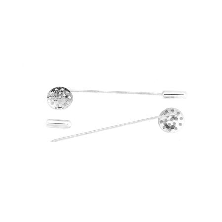 Zinc Based Alloy Cabochon Settings Pin Brooches Findings Round Antique Silver Color (Fits 12mm Dia.) 6.3cm x 1.2cm, 10 PCs
