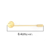 Picture of Brass Pin Brooches Round Gold Plated Cabochon Settings (Fit 12mm Dia.) 64mm x 12mm, 10 PCs                                                                                                                                                                    
