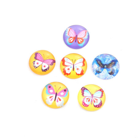 Glass Dome Seals Cabochon Round Flatback At Random Glitter