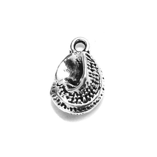 Picture of Zinc Based Alloy Charms Conch/ Sea Snail Antique Silver Color Carved Pattern 12mm x 8mm, 100 Grams (Approx 104 PCs)