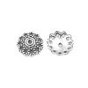 Bild von Zinklegierung Perlkappen Blumen Antiksilber (für Perlengröße: 18mm D.) 11mm x 11mm, 100 Stück