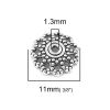 Bild von Zinklegierung Perlkappen Blumen Antiksilber (für Perlengröße: 18mm D.) 11mm x 11mm, 100 Stück