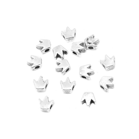 Image de Perles en Alliage de Zinc Couronne Argent Vieilli 5mm x 5mm, Trou: env. 1.6mm, 200 Pcs