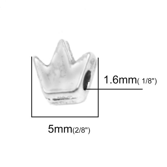Image de Perles en Alliage de Zinc Couronne Argent Vieilli 5mm x 5mm, Trou: env. 1.6mm, 200 Pcs
