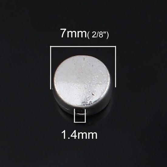 Imagen de Zamak Cuentas Plano Redondo Plata Antigua Aprox 7mm x 6mm, Agujero: Aprox 1.4mm, 100 Unidades