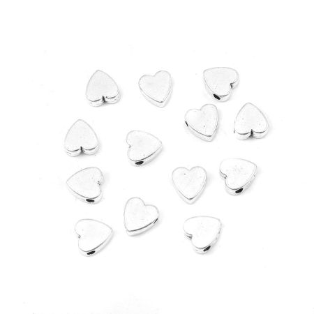 Picture of Zinc Based Alloy Spacer Beads Heart Antique Silver Color 8mm x 8mm, Hole: Approx 1.8mm, 100 PCs
