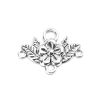 亜鉛合金 コネクターパーツ フラワー 銀古美 彫刻柄 3.2cm x 2.3cm、 50 個 の画像