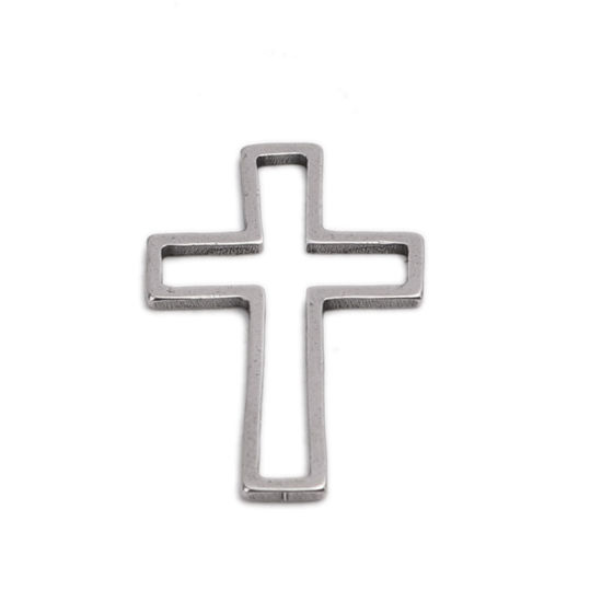 Imagen de 304 Acero Inoxidable Conectores de Marco Cruz Tono de Plata Hueco 21mm x 14mm, 20 Unidades
