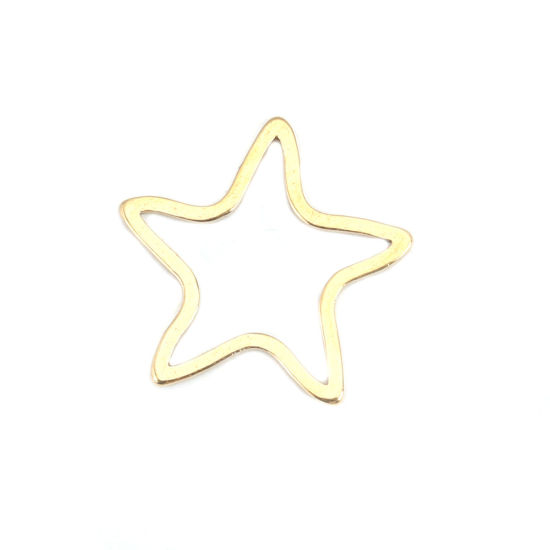 Picture of 304 Stainless Steel Frame Connectors Pentagram Star Gold Plated Hollow 17mm x 16mm, 10 PCs