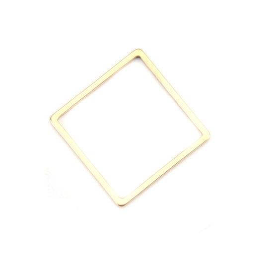Picture of 304 Stainless Steel Frame Connectors Square Gold Plated Hollow 16mm x 16mm, 10 PCs