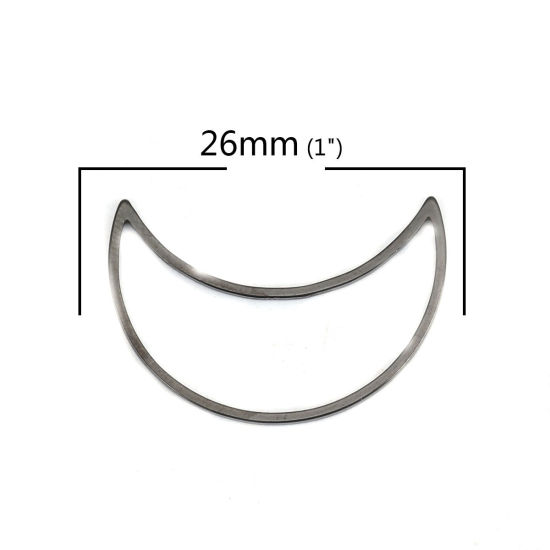 Immagine di 304 Acciaio Inossidabile Connettori Telaio Luna Nero Filigrana 26mm x 18mm, 10 Pz