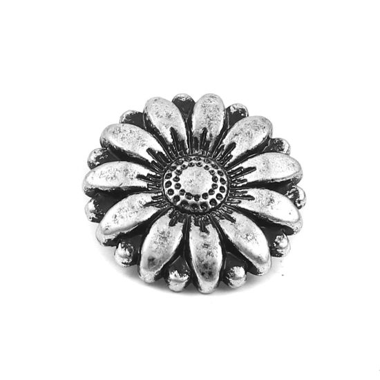 亜鉛合金 裏穴ボタン 菊 銀古美 18mm 直径、 10 個 の画像