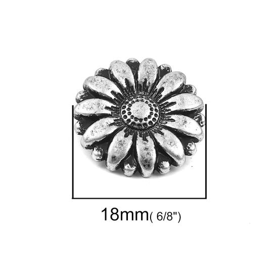 亜鉛合金 裏穴ボタン 菊 銀古美 18mm 直径、 10 個 の画像
