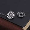 Picture of Zinc Based Alloy Sewing Shank Buttons Chrysanthemum Flower Antique Silver Color 18mm Dia., 10 PCs