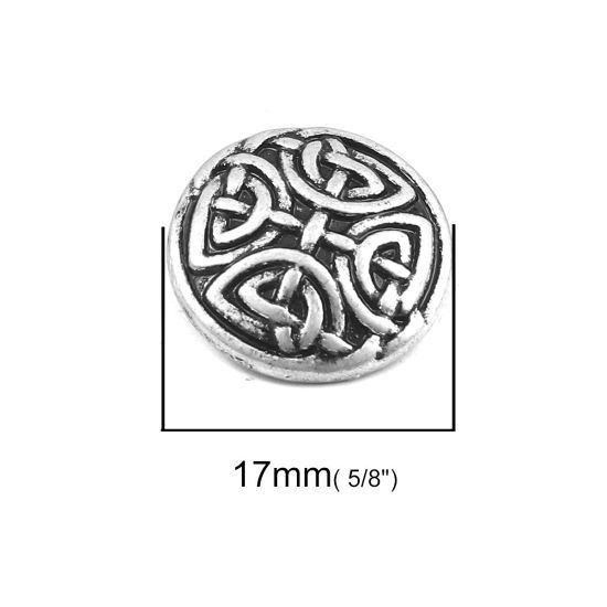 Изображение Цинковый Сплав Пуговицы с Ручкой Античное Серебро Круглые Кельтские узлы 17мм диаметр, 10 ШТ