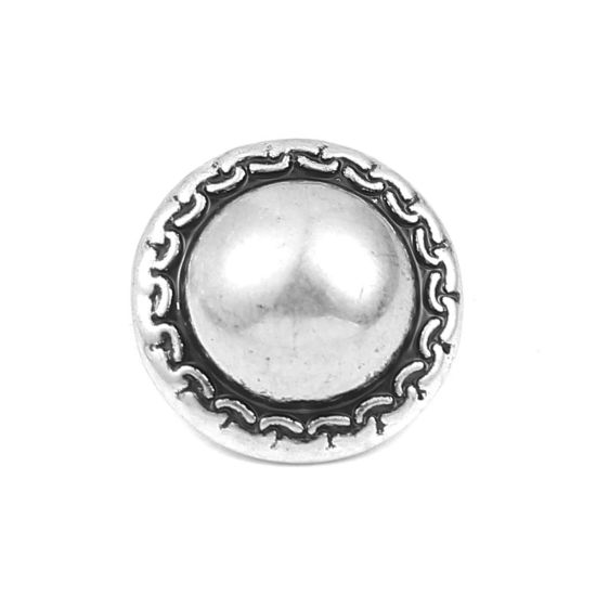 Picture of Zinc Based Alloy Sewing Shank Buttons Round Antique Silver Color 13mm Dia., 10 PCs