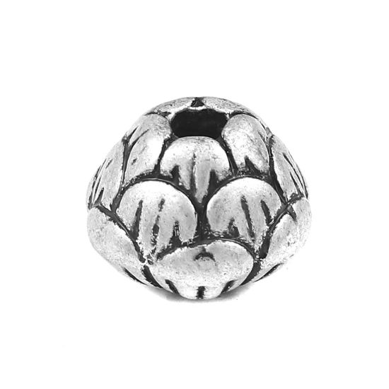 Imagen de Zamak Cuentas Flor Plata Antigua 12mm x 9mm, Agujero: Aprox 2.5mm, 10 Unidades