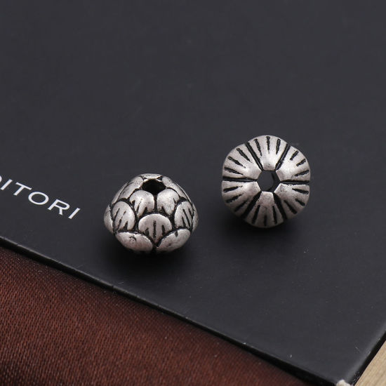 Imagen de Zamak Cuentas Flor Plata Antigua 12mm x 9mm, Agujero: Aprox 2.5mm, 10 Unidades