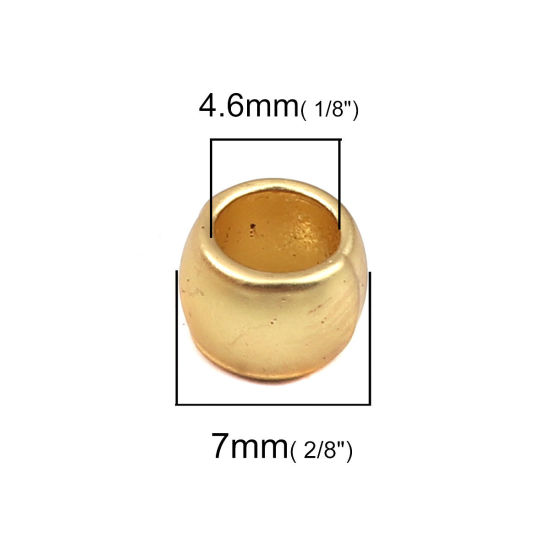 亜鉛合金 スペーサー ビーズ ドラム マットゴールド 7mm x 5mm、 穴：約 4.6mm、 10 個 の画像