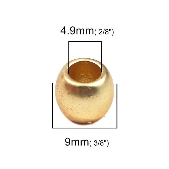 Picture of Zinc Based Alloy Spacer Beads Drum Matt Gold 9mm x 8mm, Hole: Approx 4.9mm, 10 PCs