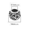Picture of Zinc Based Alloy Spacer Beads Drum Antique Silver Color Flower 11mm x 8mm, Hole: Approx 5.1mm, 10 PCs