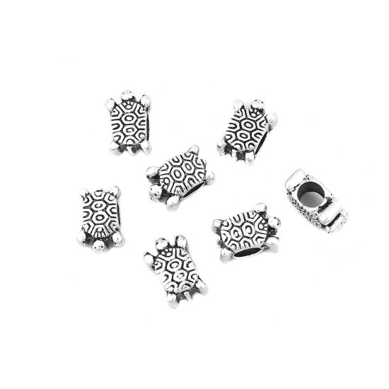 Immagine di Lega di Zinco Perline Tartaruga Argento Antico Circa 13mm x 9mm, Foro:Circa 4.8mm, 10 Pz